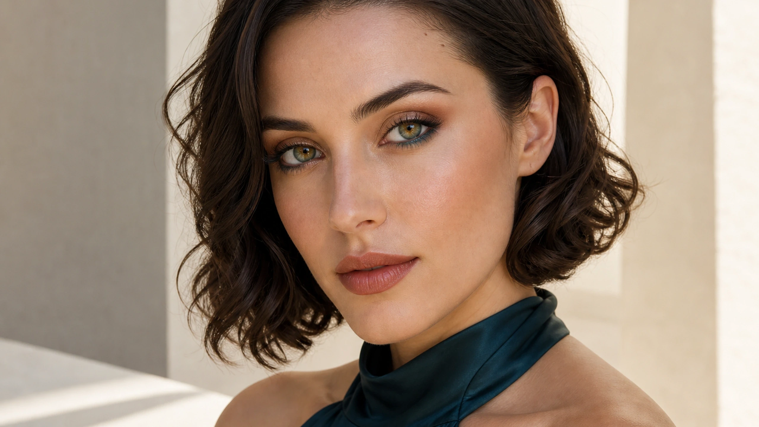 AI visualization of easy vacation makeup showing sheer bronze, coral flush, and a sheer sunlit finish.