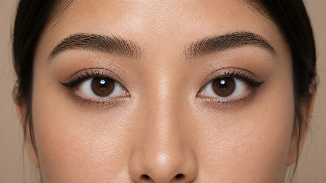 AI visualization of elongated eye makeup for round eyes showing mid taupe, soft bronze, and a soft matte finish.