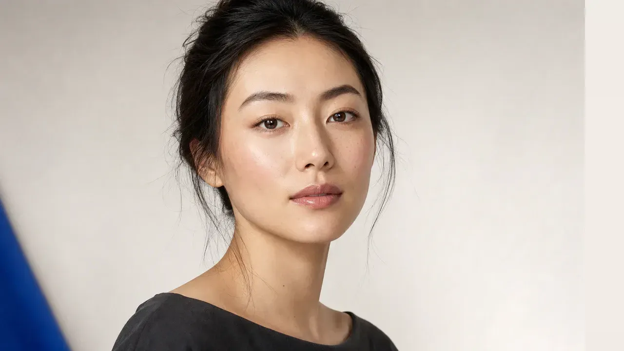 AI visualization of natural no-makeup makeup showing skin-shadow taupe, natural flush, and a barely-there satin finish.