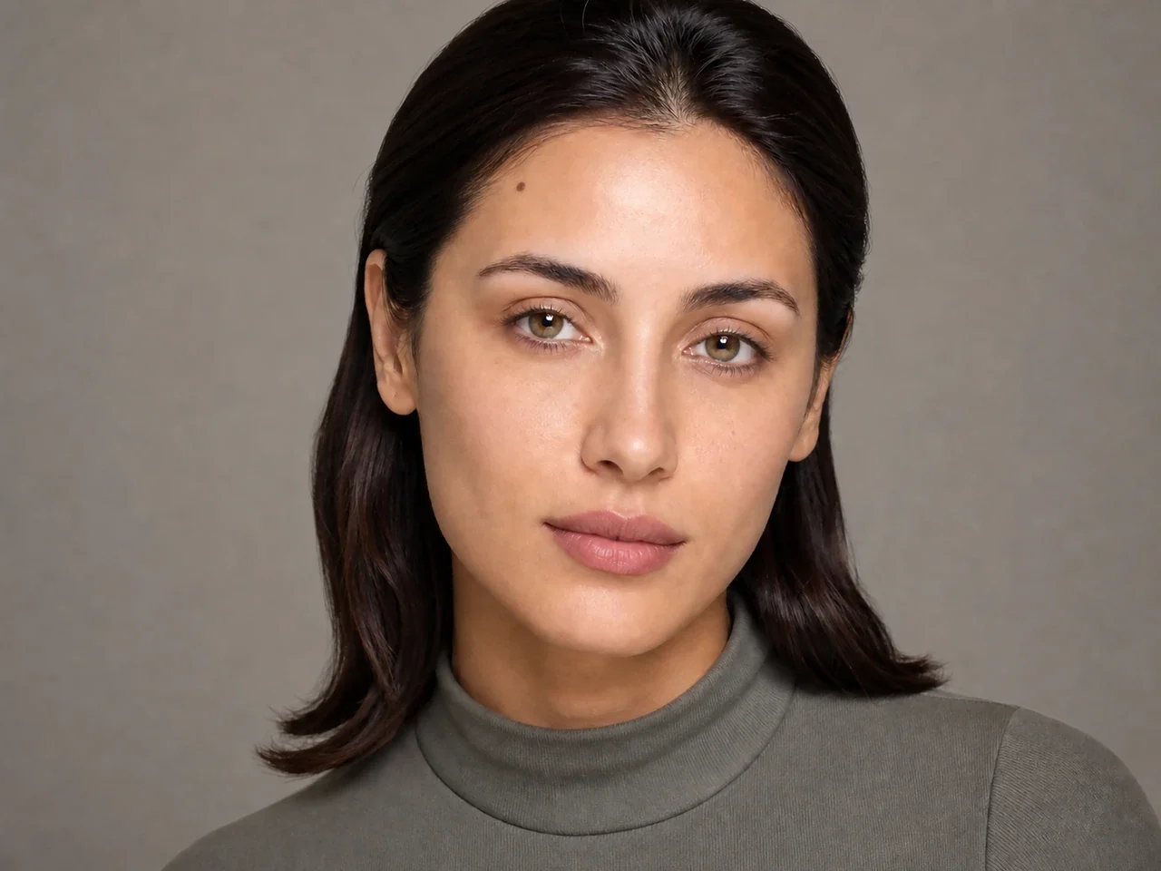 Step 1 of Neutral Soft Glam for Olive Skin, showing the skin and lids feel settled, even, and ready for thin layers without a slippery surface.
