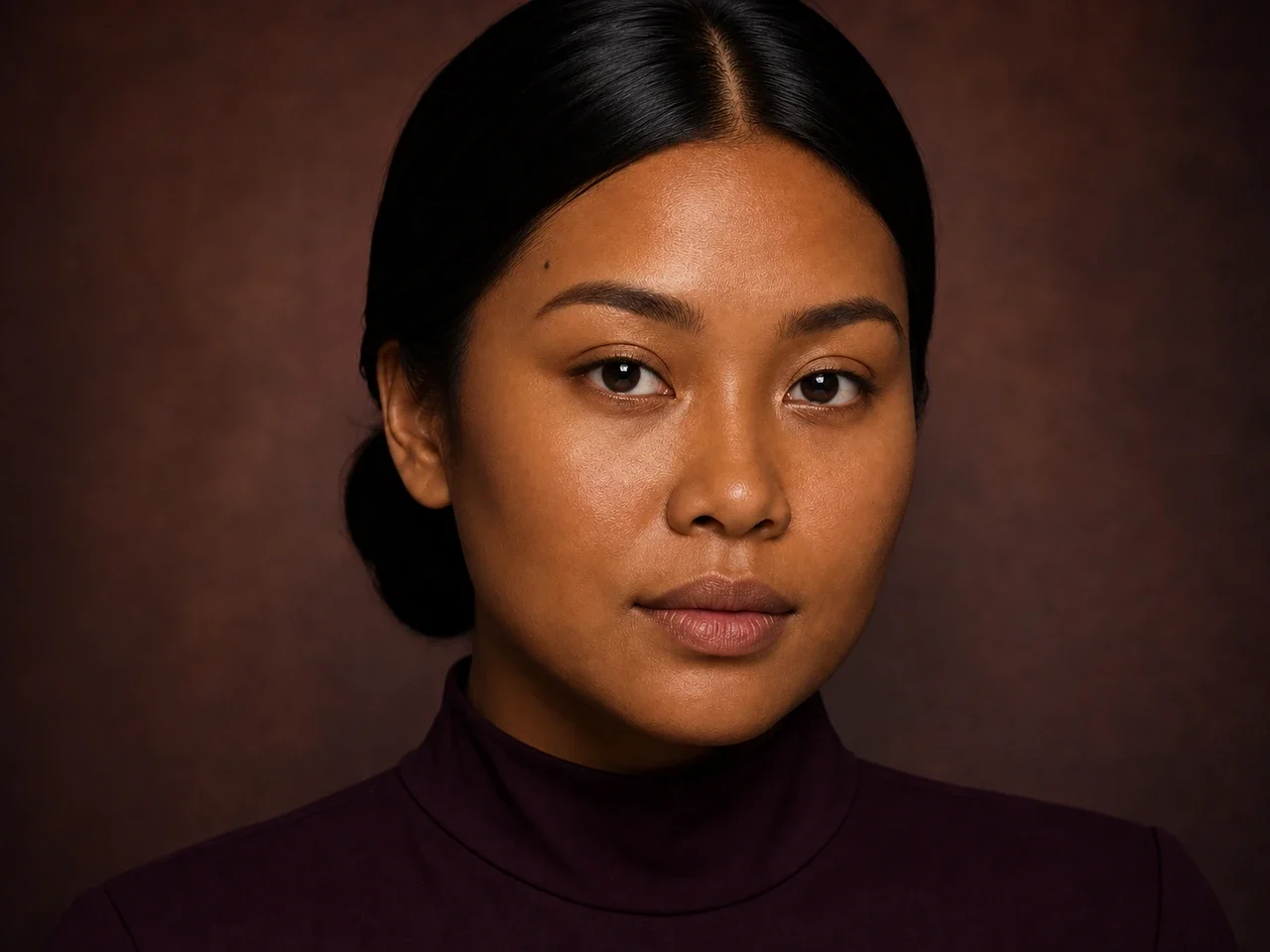 Step 1 of Rich Berry and Gold Makeup for Deep Skin, showing the skin and lids feel settled, even, and ready for thin layers without a slippery surface.