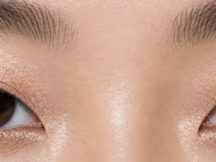 Step 1 of Soft Shimmer Makeup for Monolids, showing the lids feel smooth and dry while the natural fold and open-eye landmarks remain easy to see.