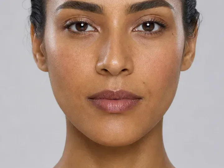 Step 1 of Neutral Soft Glam for Olive Skin, showing the skin and lids feel settled, even, and ready for thin layers without a slippery surface.