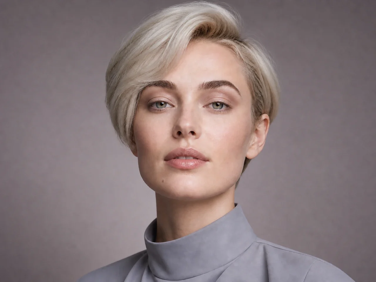 Step 2 of Soft Glam for Hooded Eyes, showing visible taupe creates a soft guide at just above the hood fold that remains visible with a relaxed gaze.