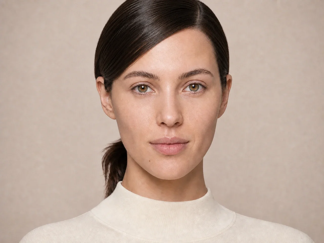 Step 2 of Wearable Clean Makeup Look, showing discoloration is softened while natural skin remains visible around the perimeter of the face.