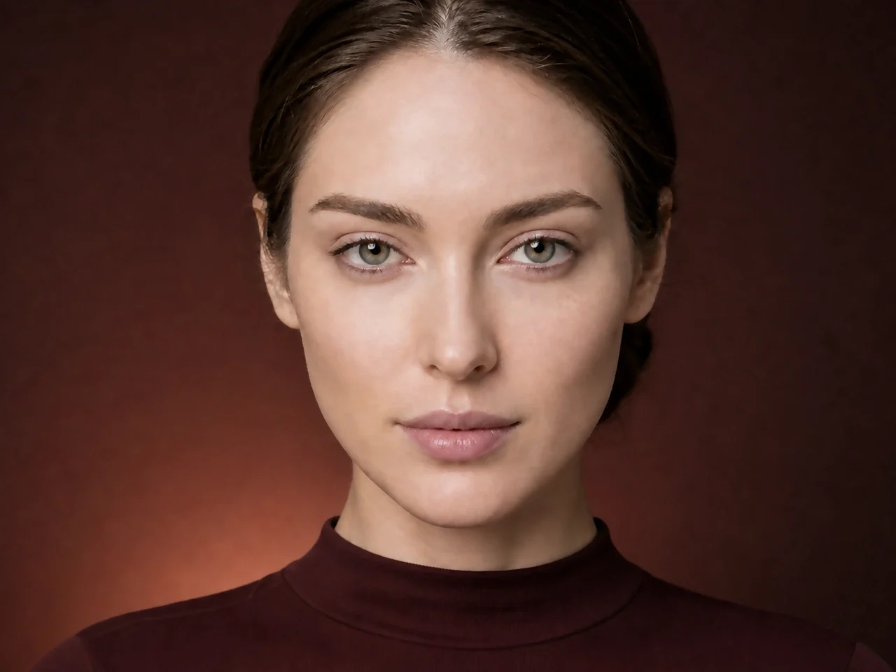 Step 2 of Easy Date Night Makeup, showing discoloration is softened while natural skin remains visible around the perimeter of the face.