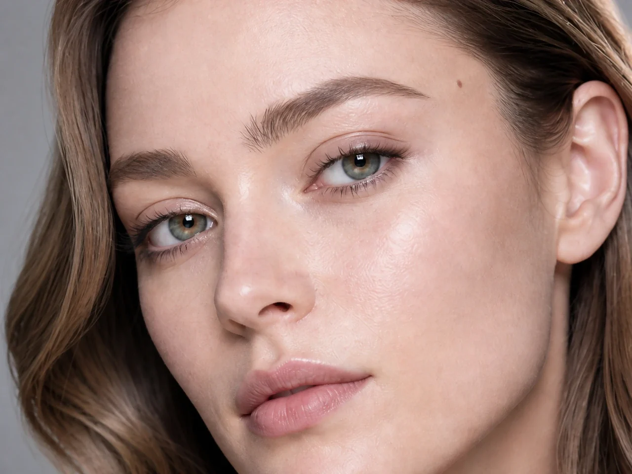 Step 3 of Cool Rosy Makeup for Fair Skin, showing the brows look intentional but retain visible hairs and enough softness for the rest of the look.