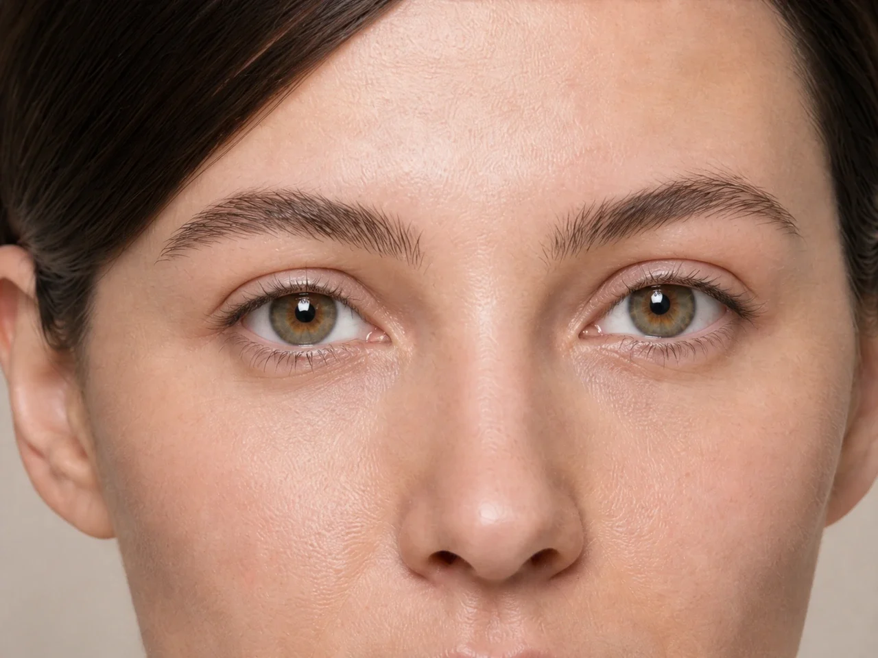 Step 3 of Wearable Clean Makeup Look, showing the brows look intentional but retain visible hairs and enough softness for the rest of the look.