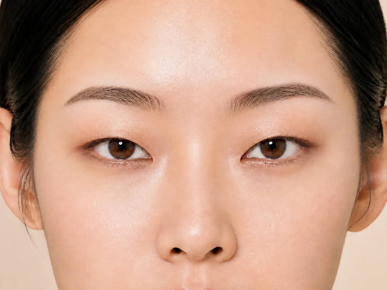 Step 3 of Soft Shimmer Makeup for Monolids, showing the outer structure is slightly deeper than the transition while the center lid remains available for the focal shade.