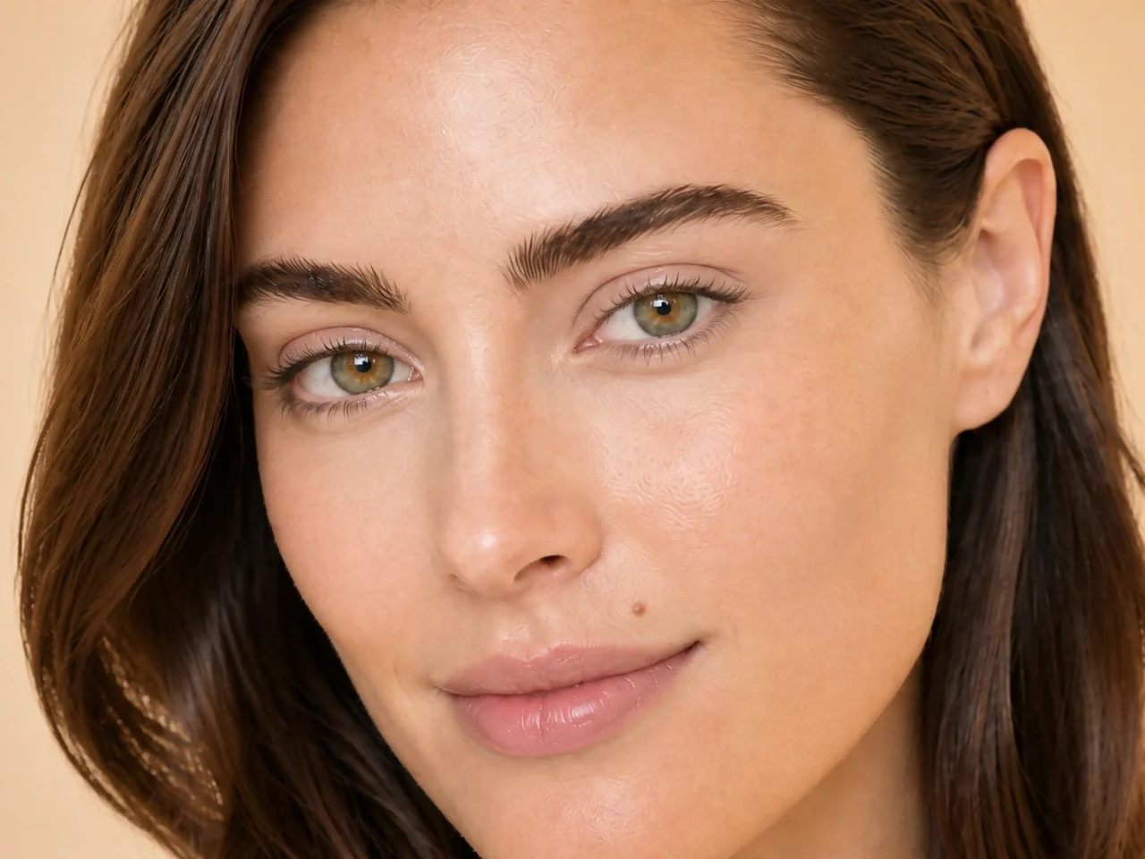 Step 3 of Fresh Brunch Makeup, showing the brows look intentional but retain visible hairs and enough softness for the rest of the look.