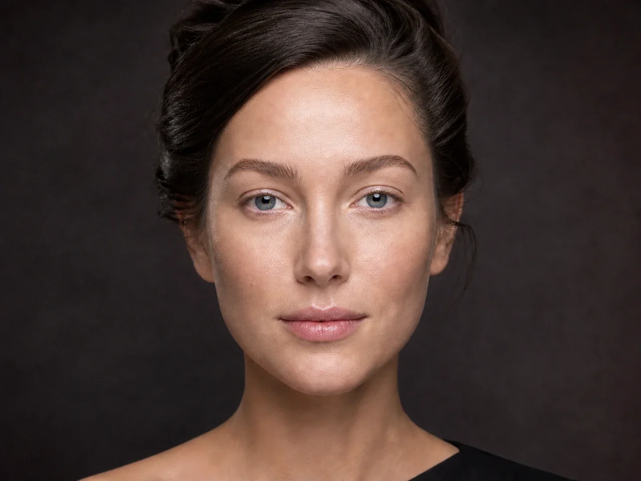 Step 3 of Elegant Dinner Party Makeup, showing the brows look intentional but retain visible hairs and enough softness for the rest of the look.