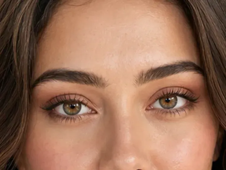 Step 3 of Polished Office Makeup in 10 Minutes, showing the brows look intentional but retain visible hairs and enough softness for the rest of the look.