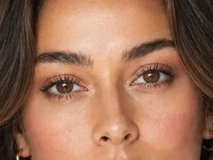 Step 3 of 5-Minute Everyday Makeup, showing the brows look intentional but retain visible hairs and enough softness for the rest of the look.