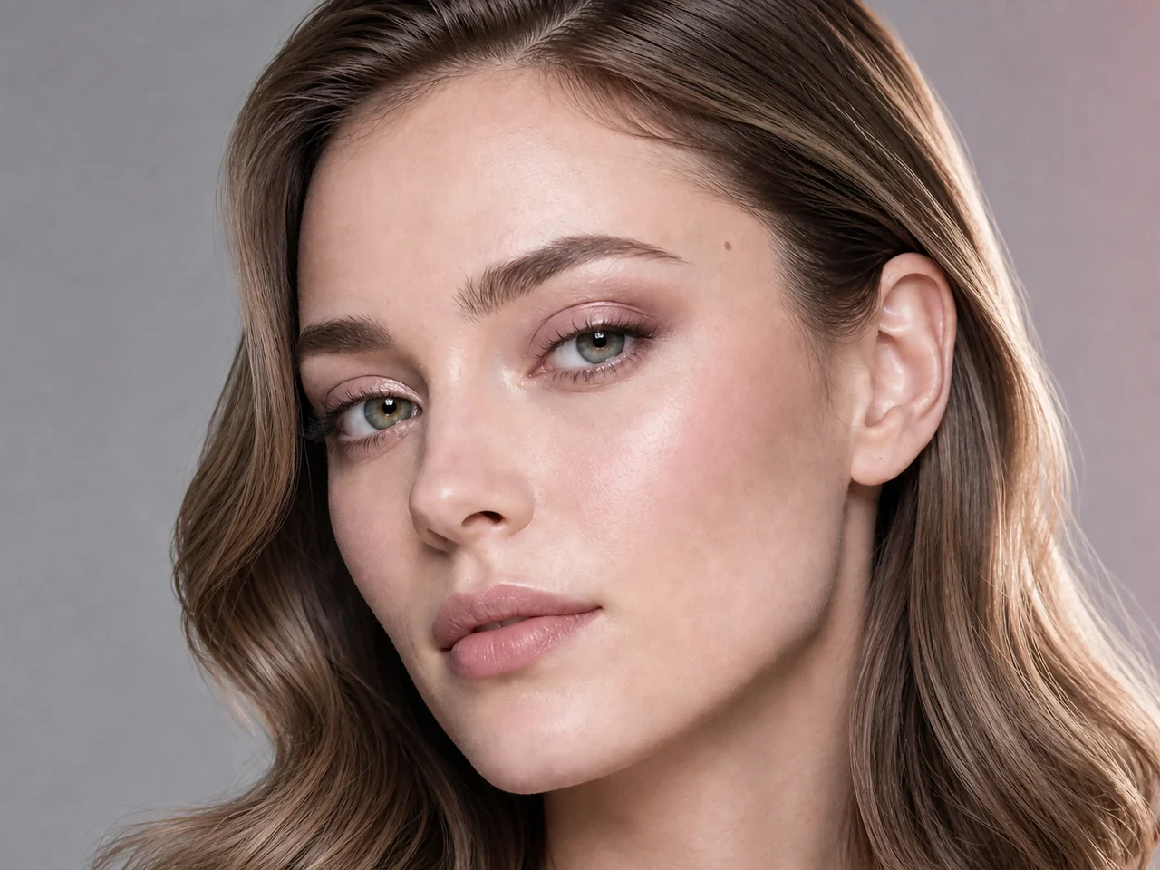 Step 4 of Cool Rosy Makeup for Fair Skin, showing mushroom taupe creates soft eye structure, while Cool rose remains visible at the lid center and upper cheek without covering it.
