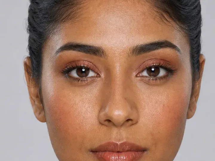 Step 4 of Warm Bronze Makeup for Medium Skin, showing caramel matte establishes the eye direction at crease and lid edge without a hard outer edge.