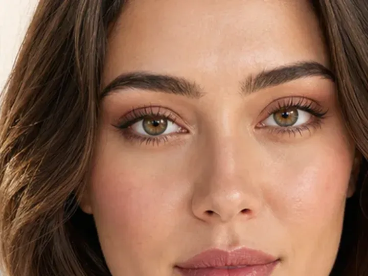 Step 4 of Polished Office Makeup in 10 Minutes, showing workday taupe establishes the eye direction at lid and slightly above crease without a hard outer edge.