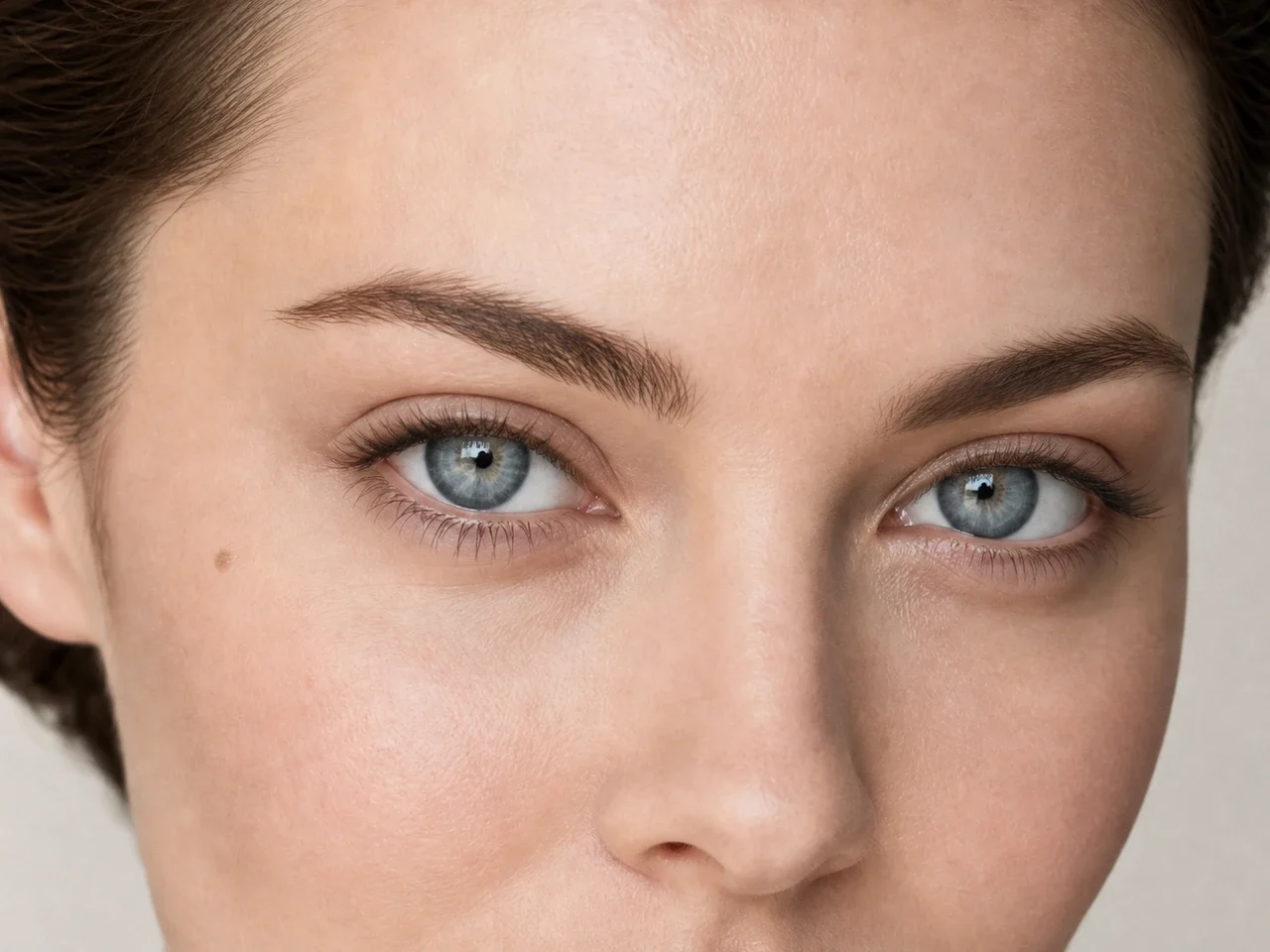 Step 5 of Natural Job Interview Makeup, showing soft brown makes the lashes look denser while the eye color and lid space stay visible.