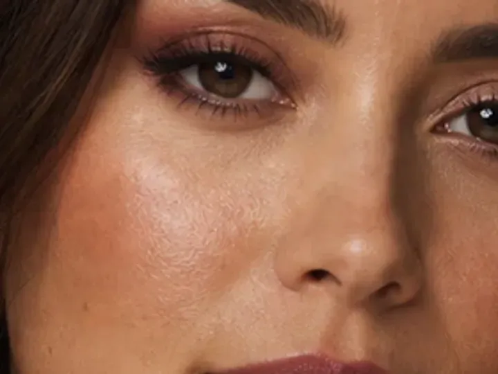 Step 5 of Easy Date Night Makeup, showing soft cocoa makes the lashes look denser while the eye color and lid space stay visible.
