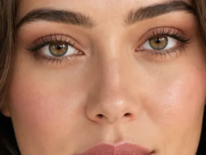 Step 5 of Polished Office Makeup in 10 Minutes, showing soft brown makes the lashes look denser while the eye color and lid space stay visible.