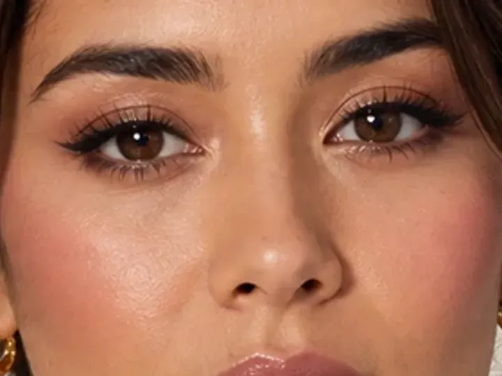 Step 5 of Easy Everyday Soft Glam, showing rose brown makes the lashes look denser while the eye color and lid space stay visible.