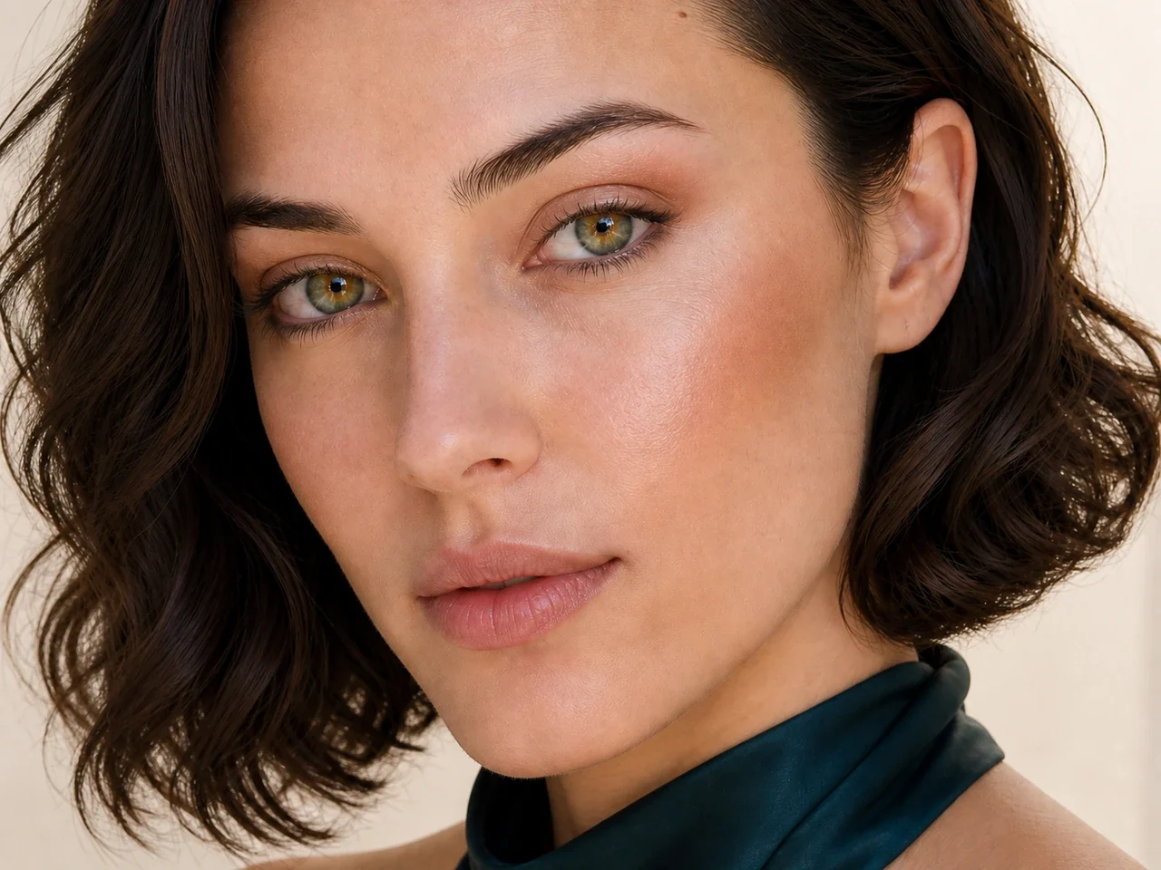 Step 6 of Easy Vacation Makeup, showing sheer bronze is visible at outer cheek while the lips remain unchanged and natural skin still shows through the cheek edges.