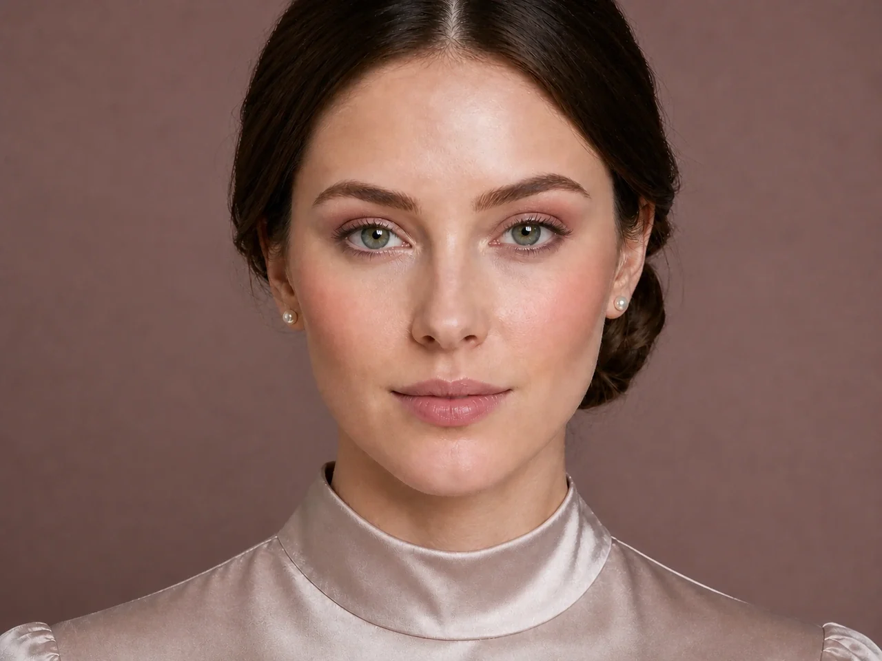 Step 6 of Soft Glam Wedding Guest Makeup, showing soft berry is visible at upper cheek while the lips remain unchanged and natural skin still shows through the cheek edges.