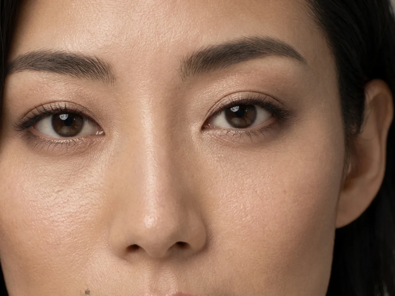 Step 6 of Everyday Makeup for Deep-Set Eyes, showing a restrained lower-lash echo connects the palette without closing the inner corner or pulling the eye down.