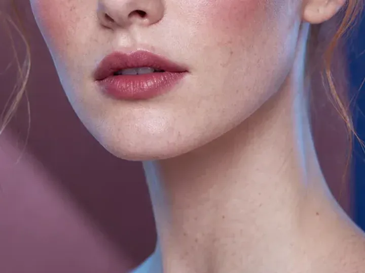 Step 6 of Cool Rosy Makeup for Fair Skin, showing cool rose is visible at lid center and upper cheek while natural skin still shows through the edges.