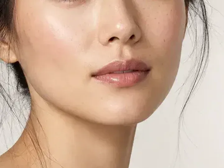 Step 6 of Natural No-Makeup Makeup, showing natural flush is visible at cheek center diffused upward while natural skin still shows through the edges.