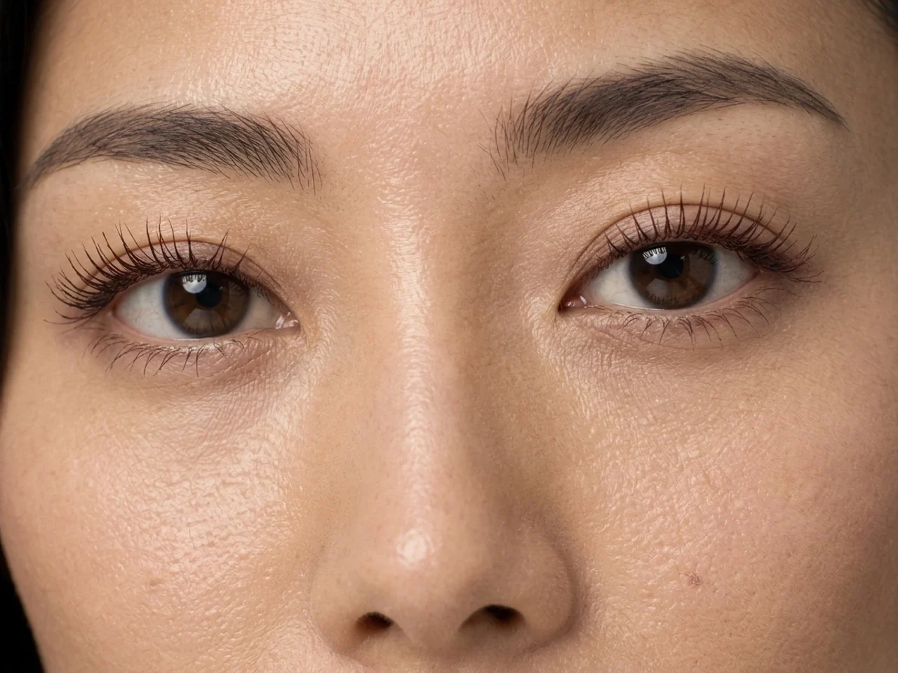 Step 7 of Everyday Makeup for Deep-Set Eyes, showing the center and outer lashes lift clear of the lid and remain individually separated.