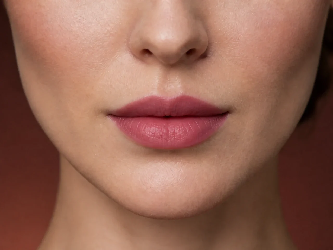 Step 7 of Easy Date Night Makeup, showing the lip shows Tea rose in harmony with Tea rose and the luminous finish without becoming the only focal point.