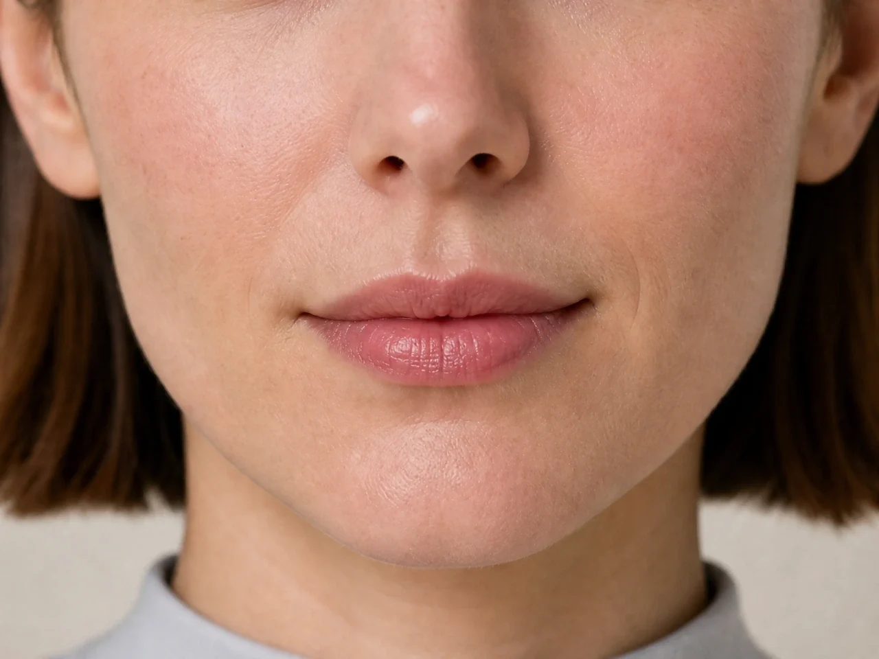 Step 7 of Natural No-Makeup Makeup, showing the lip shows Lip tone rose in harmony with Natural flush and the barely-there satin finish without becoming the only focal point.