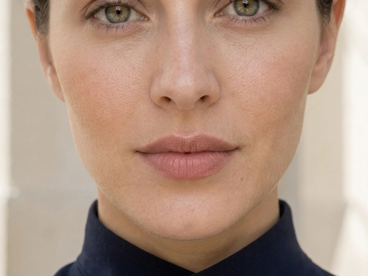 Step 7 of Polished Office Makeup in 10 Minutes, showing the lip shows Muted peach in harmony with Muted peach and the natural satin finish without becoming the only focal point.