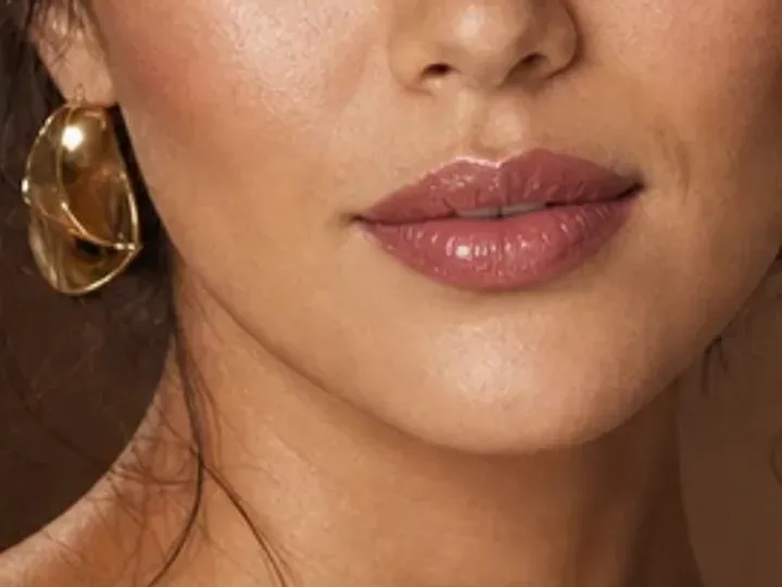 Step 7 of Soft Glam Wedding Guest Makeup, showing the lip supports Soft berry and the soft satin finish without becoming the only focal point.