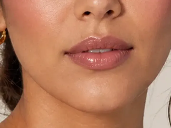Step 7 of Easy Everyday Soft Glam, showing the lip supports Rose brown and the soft satin finish without becoming the only focal point.