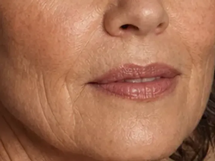 Step 7 of Natural Makeup for Mature Skin, showing the lip supports Muted rose cream and the soft natural satin finish without becoming the only focal point.