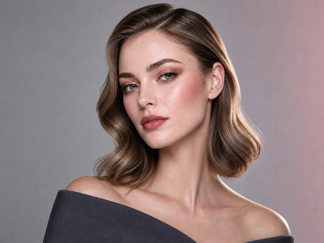 Step 8 of Cool Rosy Makeup for Fair Skin, showing the completed Cool Rosy Makeup for Fair Skin reads as soft rosy satin in front-facing light without overloaded corrections.