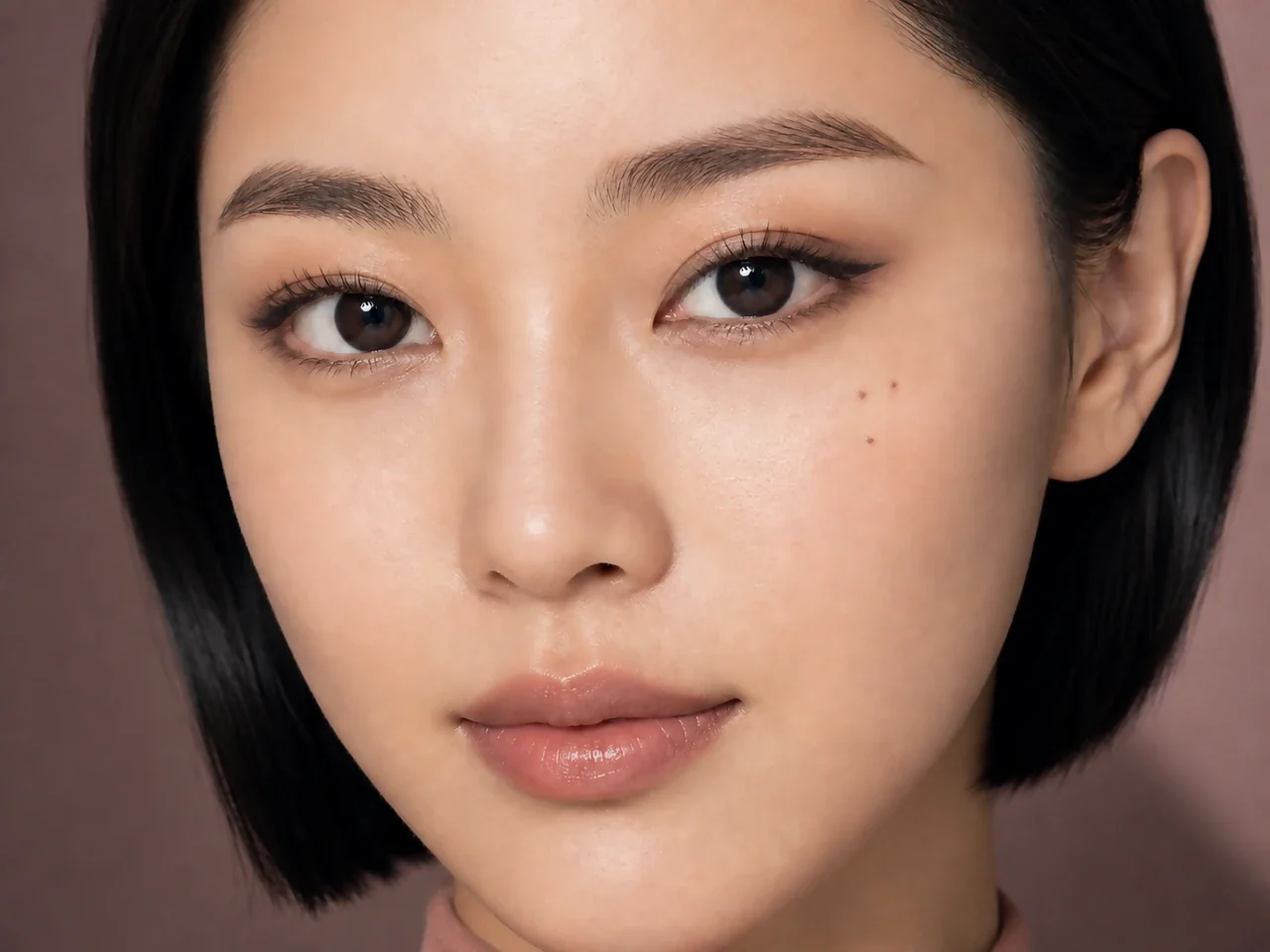 Step 8 of Elongated Eye Makeup for Round Eyes, showing the soft matte eye reads evenly from straight ahead and every focal area remains visible with a relaxed gaze.