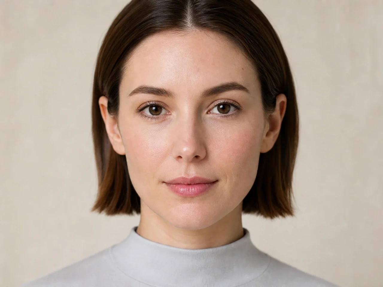 Step 8 of Natural No-Makeup Makeup, showing the completed Natural No-Makeup Makeup reads as barely-there satin in front-facing light without overloaded corrections.