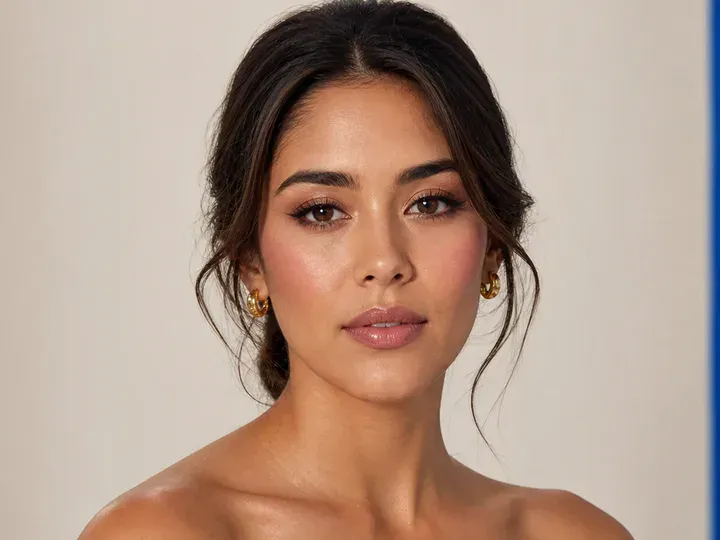 Step 8 of Easy Everyday Soft Glam, showing the completed Easy Everyday Soft Glam reads as soft satin in front-facing light without overloaded corrections.