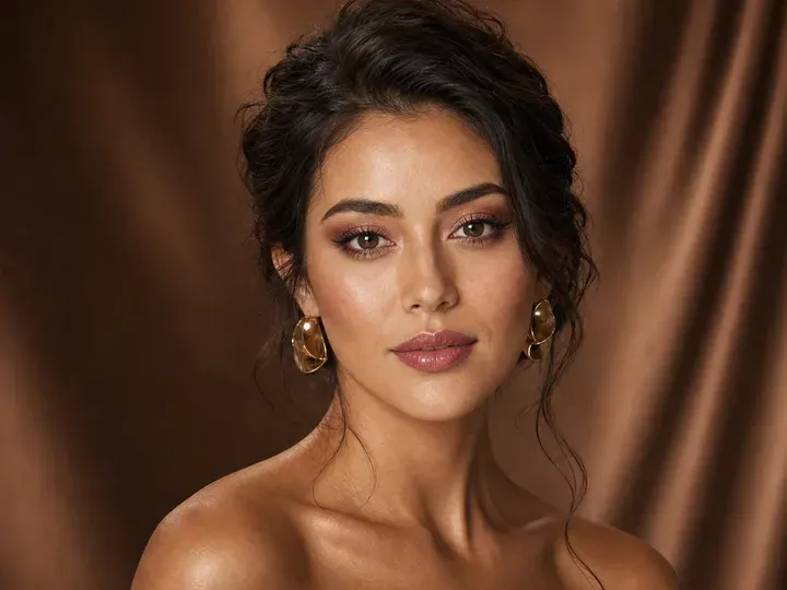 Step 8 of Soft Glam Wedding Guest Makeup, showing the completed Soft Glam Wedding Guest Makeup reads as soft satin in front-facing light without overloaded corrections.